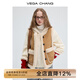 VEGA CHANG皮毛一體馬甲女2025年冬季新款寬松疊穿復(fù)古麂皮絨外套 淺卡其 S