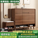 悠源諾品實(shí)木鞋柜家用門(mén)口入戶(hù)柜換鞋凳一體靠墻可定制入戶(hù)鞋柜大容量鞋架 【深胡桃】120長(cháng)鞋柜+換鞋凳