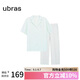 ubras水果系列滿(mǎn)印全棉短袖長(zhǎng)褲家居服套裝女士睡衣女 冰藍(lán)綠 M