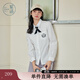 紫涵（ZIHAN）紫涵領(lǐng)結刺繡長(cháng)袖襯衫女2025春季新款甜美學(xué)院風(fēng)白色內搭翻領(lǐng)襯衣 白色 XL