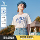 哈吉斯（HAZZYS）女裝 夏季女士【PHIZ系列】印花寬松短款圓領(lǐng)T恤女 米黃色OW M (160/84A 38)