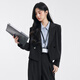 達佳詩(shī)灰色西服外套女士短款小個(gè)子西裝套裝大學(xué)生答辯面試職場(chǎng)職業(yè)正裝 黑色西裝外套 【寬松版型窄肩拍小一碼】 S  適合90-105斤可穿