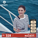 Navigare意大利小帆船女休閑針織彈力撞色條紋短袖T恤2324505503 白藍(lán) M 