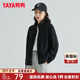 鴨鴨（YAYA）搖粒絨外套男女春秋季同款抓絨百搭戶(hù)外休閑純色上衣抓絨衣開(kāi)衫K 黑色(女款) L