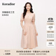 珂萊蒂爾【玫瑰裙】2025夏季新款優(yōu)雅蕾絲花紋短袖連衣裙女修身裙 淡橙紅 L