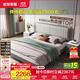 全友家居輕奢風(fēng)板式床家用1.8x2米主臥室軟包雙人大床現代簡(jiǎn)約高腳床 時(shí)尚灰|1.8m床+床頭柜*1+069床墊