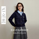 茵曼（INMAN）2025秋冬女裝新款學(xué)院風(fēng)polo領(lǐng)假兩件麻花毛衣英倫針織 藏青 M
