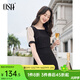 歐莎（OSA）黑色方領(lǐng)短袖連衣裙一眼驚艷微胖女夏新款中長(cháng)款赫本風(fēng)泡泡袖裙子 黑色B 2XL