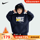 NIKE耐克男童連帽衛衣加絨 2025秋冬新款女童裝大童加厚上衣冬季保暖 靛藍色2233【加絨加厚】 【高克重】 150 /M 【建議身高140-152cm】