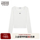 Teenie Weenie小熊女裝長(cháng)袖T恤2025春夏新款休閑美式簡(jiǎn)約純色上衣
