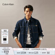 Calvin KleinJeans春秋男士ck經(jīng)典潮流復古方形貼袋純棉寬松牛仔襯衫J327310