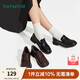 熱風(fēng)黑色樂(lè )福鞋女2024秋季新款軟底黑色單鞋復古英倫風(fēng)小皮鞋女鞋