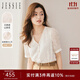 JESSIE優(yōu)雅V領(lǐng)蕾絲白色襯衫修身女小上衣春夏 白色 M