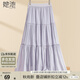 她池A字半身裙2025春夏新款女裝小清新溫柔拼接松緊腰中長(cháng)裙