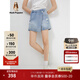 暇步士（Hush Puppies）女裝夏季做舊開(kāi)叉牛仔短裙 586丹寧藍(lán) 28