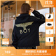 BOY LONDON【黃金法則】秋季男女同款外套刺繡連帽開(kāi)衫衛衣N06901 黑色 M