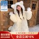 森女部落原創(chuàng  )甜美風(fēng)狐耳連帽蝴蝶結羽絨服冬2024新款秋冬女裝 米白色（單件） 單件 S