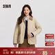 森馬（Semir）棉服女冬季中長(zhǎng)款輕薄寬松拼接燈芯絨翻領(lǐng)插肩袖棉衣101724112007