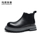 馬克華菲男士馬丁靴英倫風(fēng)厚底增高鞋冬季高幫工裝皮鞋男百搭 騎士黑 42