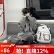 QGF重磅高街設(shè)計(jì)感春秋季連帽衛(wèi)衣男女寬松情侶款學(xué)院風(fēng)痞帥上衣外套 XZ308A-2-ZW092 淺灰色 XL [建議110-130斤]