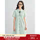 獨束大碼女裝學(xué)院風(fēng)條紋連衣裙2025夏季新款胖mm減齡甜美A字短裙 山嵐綠條 M （尺碼：1）