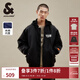 杰克·瓊斯（JACK&JONES）25年秋冬男裝棉衣飛行夾克男保暖寬松潮流連帽短款棉服外套男士 黑色E40 M 175