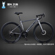 飛鴿（FG FLYING PIGEON）公路車(chē)成人男女士?jì)茸呔€(xiàn)變速公路自行車(chē)城市競速跑車(chē)單車(chē) 鋼架彎把-內走線(xiàn)-雙碟剎 灰色 700C建議身高160-185cm 24速標準版