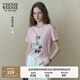 Teenie Weenie小熊T恤女2025年夏季新款大熊刺繡時尚休閑短袖圓領T恤上衣女 淺粉色 M