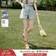 香影【小熊奇遇T】灰色短袖t恤女夏2025新款寬松落肩撞色刺繡上衣 牛仔藍Q85S772 短褲 L 165/88A/110-125斤