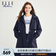 ELLE ACTIVE風(fēng)衣外套女秋季戶外運(yùn)動梭織抽繩收腰顯瘦防風(fēng)保暖中長款連帽外套 藏青色 M