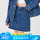 美職棒（MLB）官方 女款老花系列牛仔短裙通勤A字半身裙子24夏季新款DSM034 紐約洋基隊(duì)/靛藍(lán)色 S 165/70A