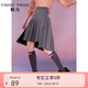 糖力【商場(chǎng)同款】春季新款高腰開(kāi)叉不規則下擺百褶裙半身裙女 灰色 S