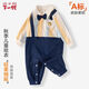 下一代嬰兒衣服春秋連體衣寶寶長(cháng)袖紳士新生兒爬服周歲純棉哈衣 SYF2885條紋長(cháng)袖 A類(lèi)純棉 均碼 100 建議26-30斤