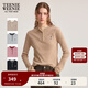 Teenie Weenie小熊女裝毛針織衫2025秋新款休閑撞色亨利領(lǐng)套頭毛衣 卡其色 S