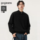 gxgjeans男裝 雙色坑條肌理簡(jiǎn)約時(shí)尚半開(kāi)襟高領(lǐng)毛衣線(xiàn)衫25冬新品 黑色 XL (180)