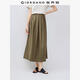 佐丹奴裙子女夏季新款肌理感壓褶a字裙橡筋腰半身長(cháng)裙女13465347 26軍綠 M