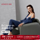 愛慕（Aimer）春夏睡美人睡衣女莫代爾長(zhǎng)袖開衫帶胸墊吊衣九分褲三件套AM46A851 鳶尾藍(lán)-AM46A851 L 170