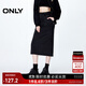 ONLY秋季百搭通勤直筒中長款開叉半身裙女|12431E001 H1Z 黑色 XS (155) 60A