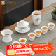 金鑲玉 羊脂玉瓷茶具套裝 整套白瓷功夫茶具家用陶瓷泡茶套組送禮禮盒裝 松鶴呈祥羊脂玉瓷套裝