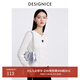 迪賽尼斯（DESIGNICE）秋季新款T恤女復(fù)古通勤顯瘦小個子長袖圓領(lǐng)純色印花上衣 白色 M