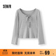 森馬（Semir）長(cháng)袖T恤女秋季兩面穿U領(lǐng)木耳邊蝴蝶結修身2025小性感10A525101003