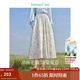 茵曼（INMAN）亞麻歐若風(fēng)薄款植物碎花半身裙女裝2025年夏季新品a字中長(cháng)傘裙子 白底藍花 M