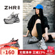 ZHR老爹鞋女復古潮流厚底內增高女鞋休閑情侶鞋子女 JT67 銀色 37 