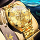 新品24K黃金9999足金金表一帆風(fēng)順瑞士手表男士機械表男十大名表 全金金面【升級版】