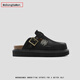 勃肯鞋牛仔布包頭男女鞋2025秋新款小個(gè)子增高透氣外穿厚底一腳蹬 黑色 35