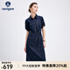 Navigare意大利小帆船女士短袖牛仔連衣裙25夏季新品純棉襯衫裙百搭長(cháng)裙子 海軍藍 M