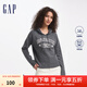 Gap女裝字母logo抽繩連帽針織衫簡(jiǎn)約時(shí)髦毛衫613374 深灰 165/84A(M) 亞洲尺碼