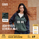 森馬（Semir）外套女連帽插肩袖寬松上衣女士秋季潮流刺繡撞色夾克美式復古 綠藍色調00448 XL
