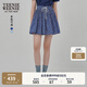 Teenie Weenie小熊半身裙女2025年夏季新款細(xì)褶碎花小清新文藝短裙 藏青色 S