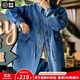 馬登工裝 美式復古M65丹寧魚(yú)尾風(fēng)衣男寬松廓形中長(cháng)款牛仔外套 牛仔藍 L